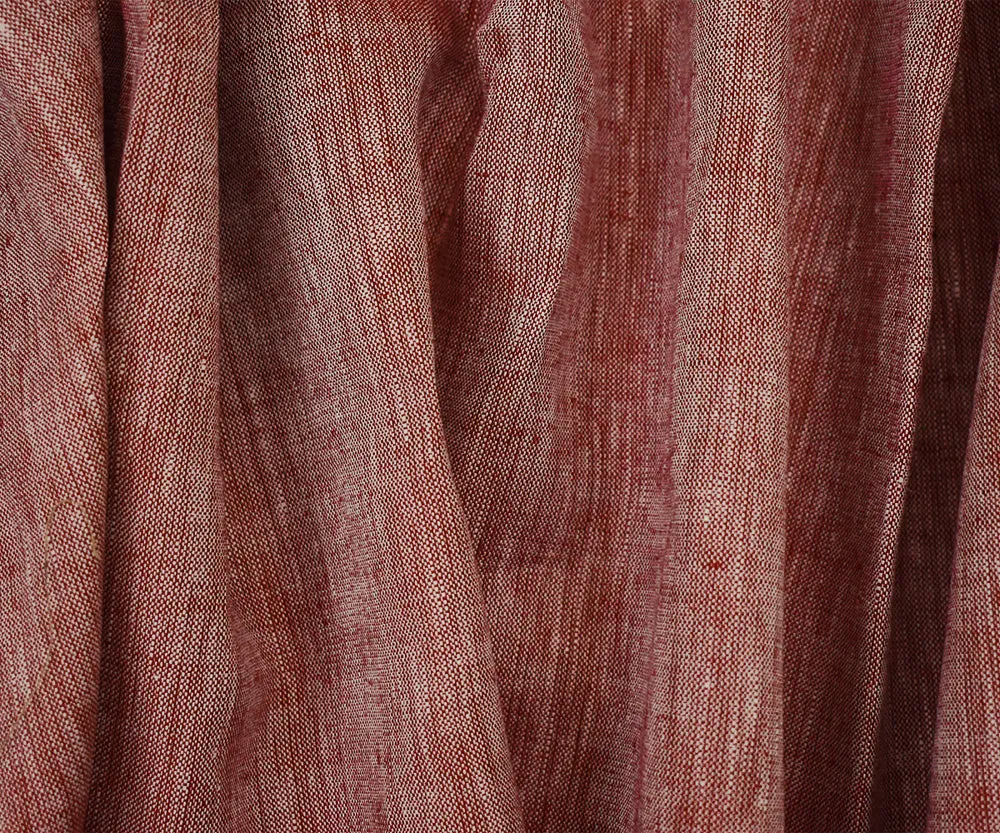 Red-White Spence Bryson Slub Texture Irish Linen Chambray Woven Fabric