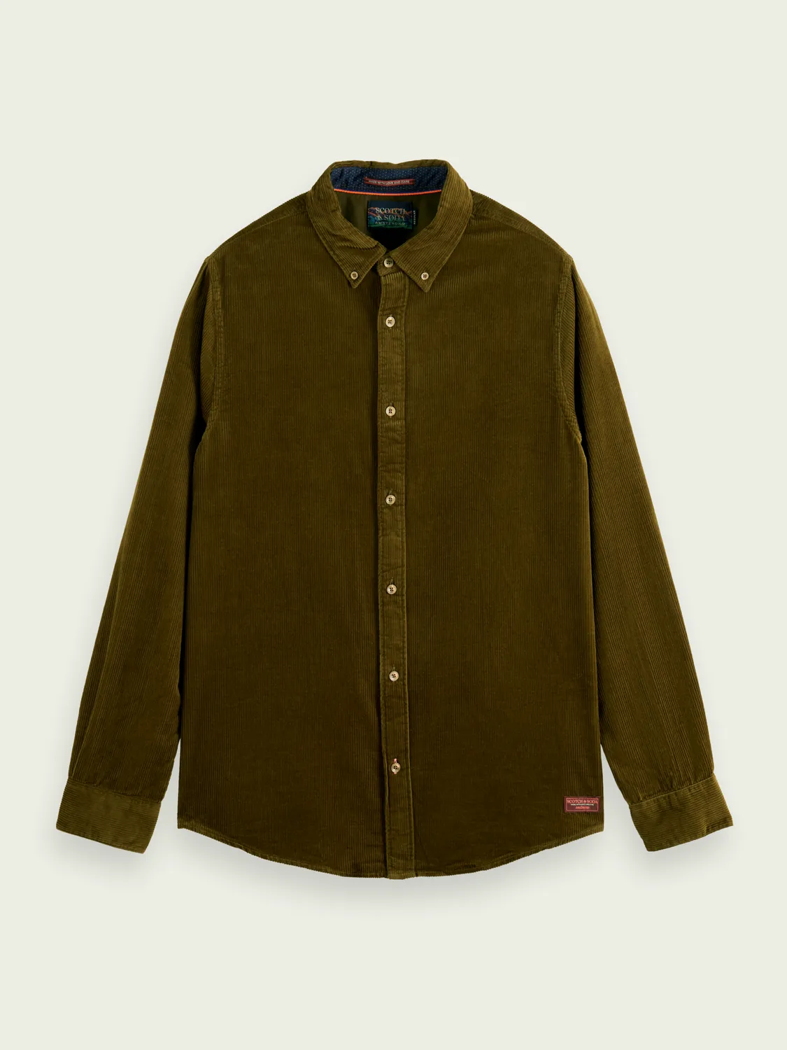 Regular Fit Cotton Corduroy Shirt (Military)