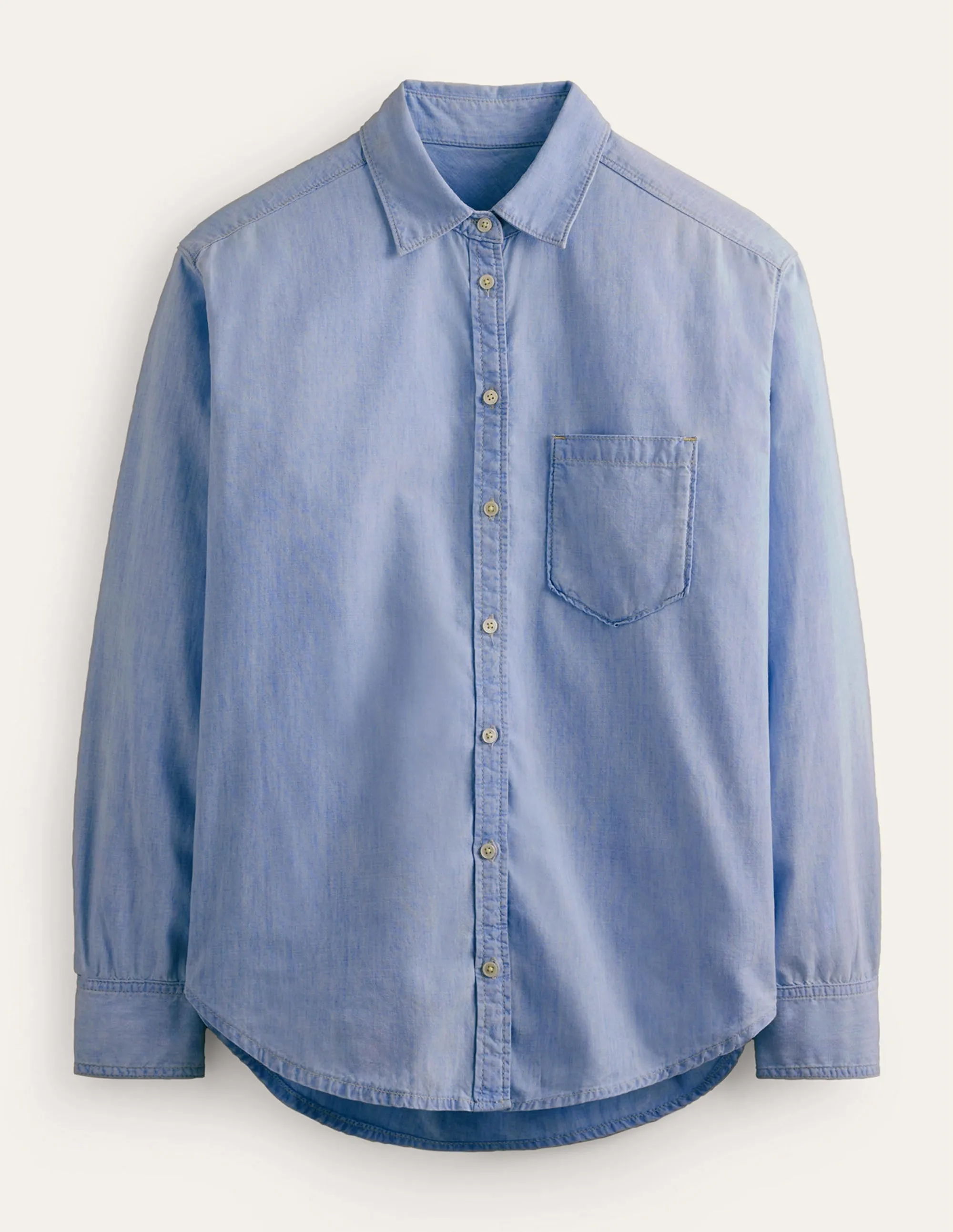 Relaxed Chambray Shirt-Light Denim