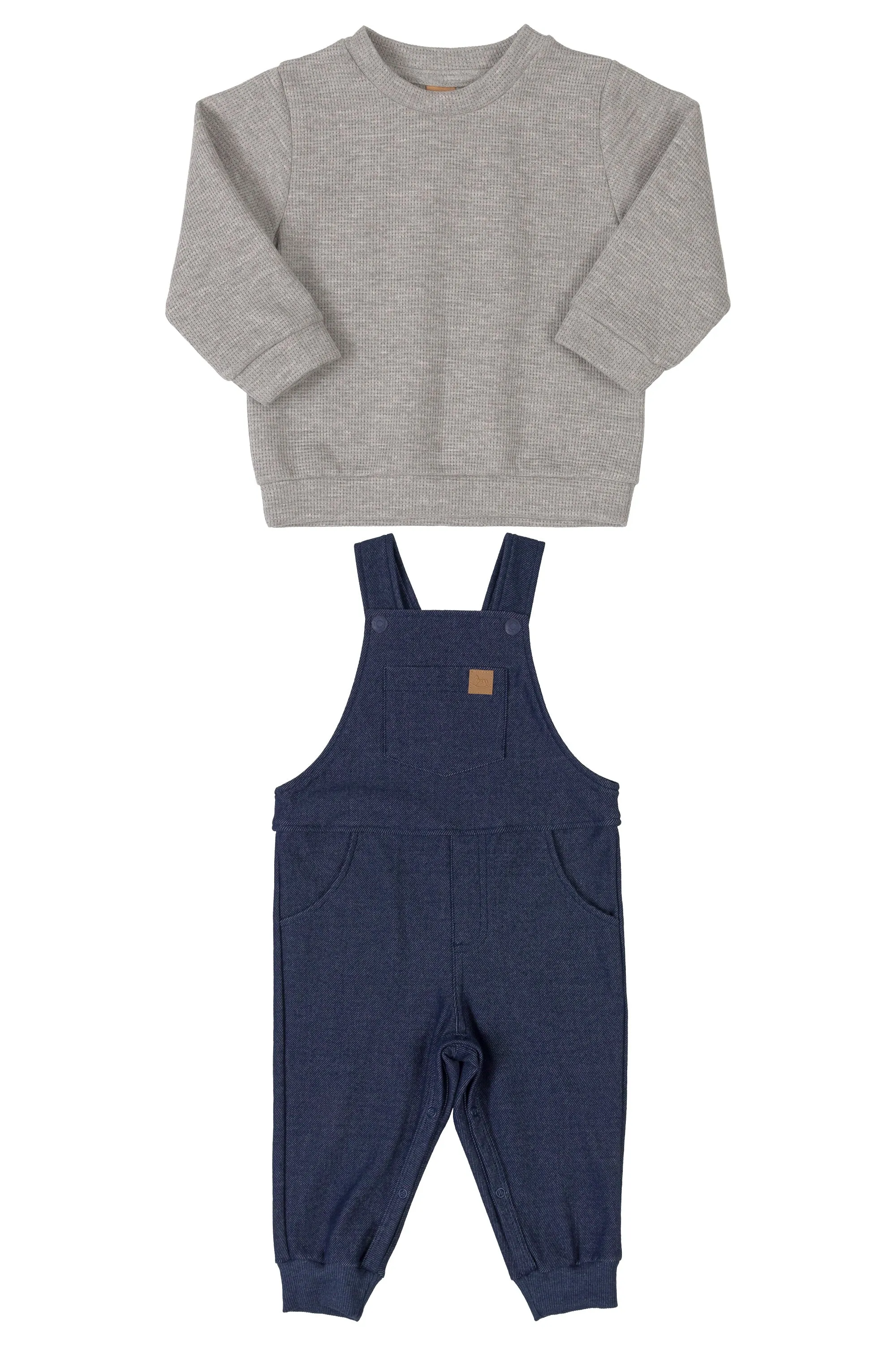 Ribbed Top & Denim Overalls
