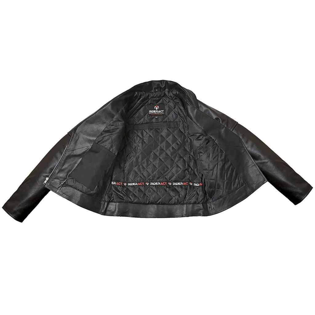 RIDERACT® Women Leather Motorcycle Jacket Black Velocity