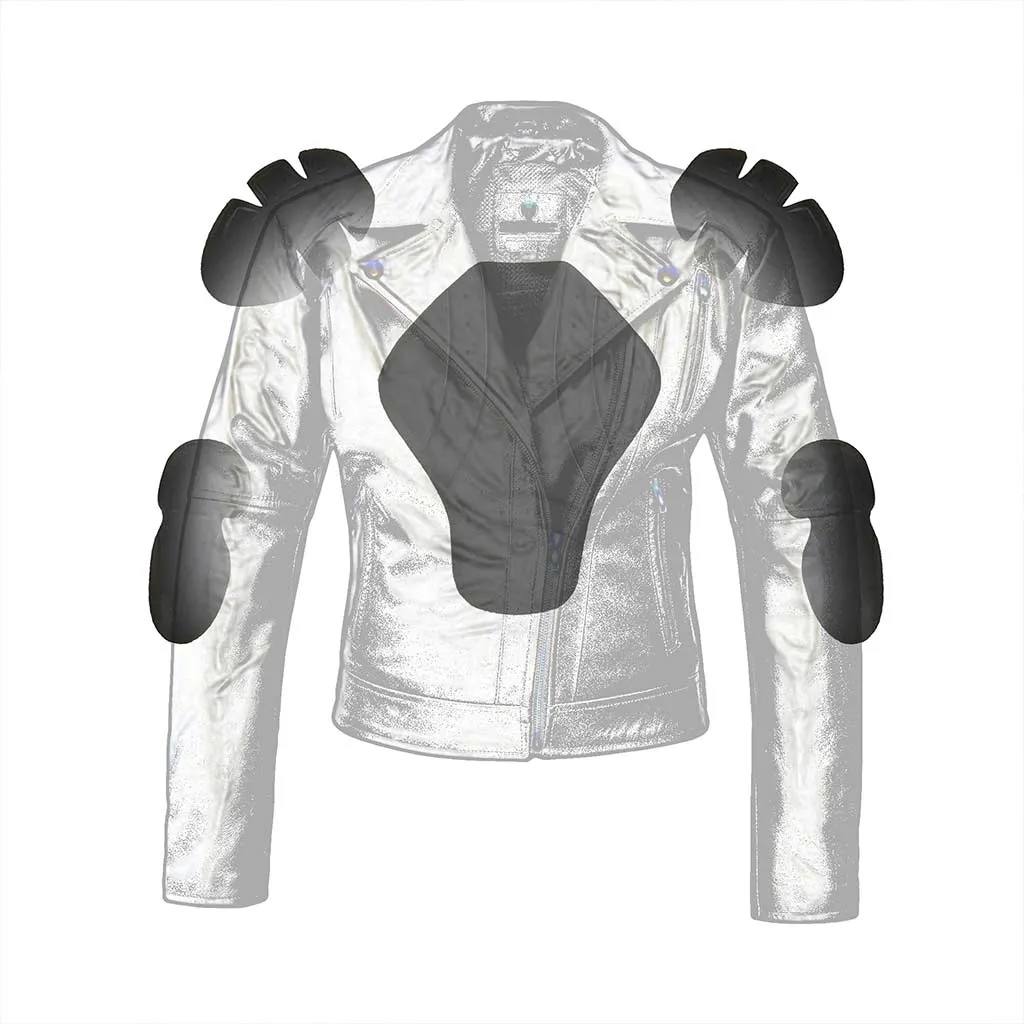 RIDERACT® Women Leather Motorcycle Jacket Black Velocity