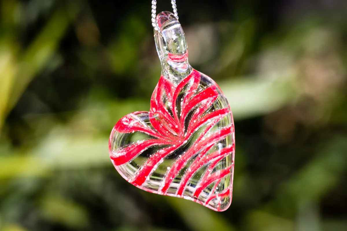 Ripple Heart Necklace with Ashes