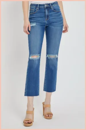 RISEN High Rise Ankle Straight Jeans