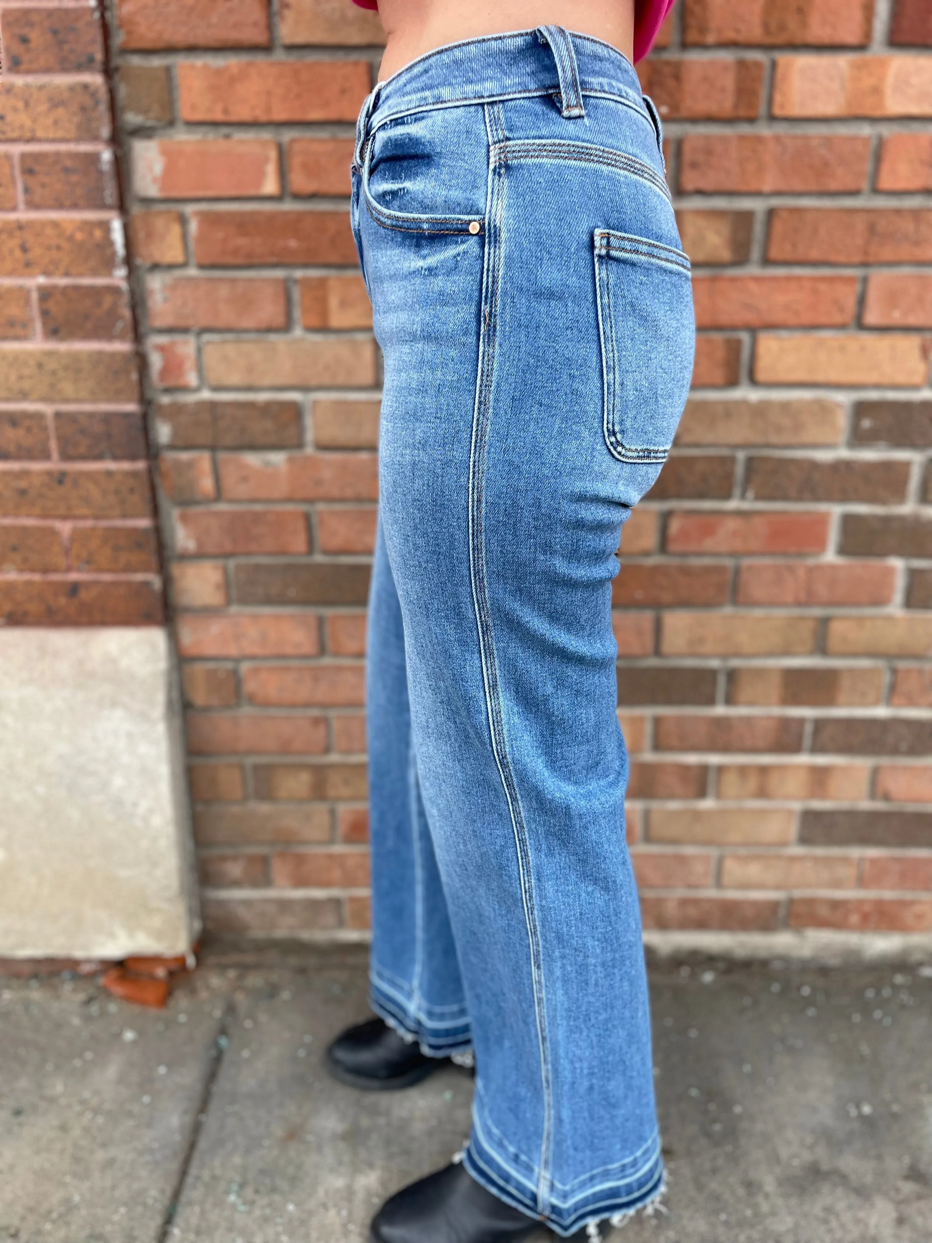 Risen High Rise Ankle Straight Jeans