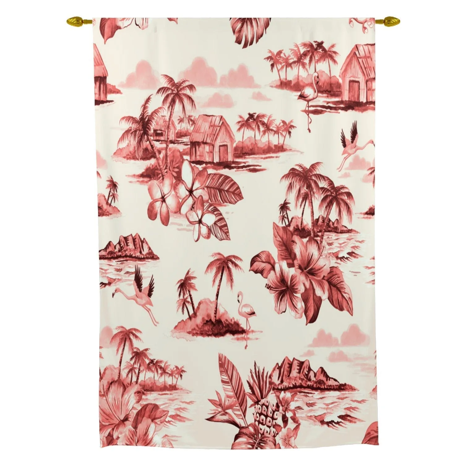 Roll-Up Curtains in Vintage Hawaiian Tropical Island Scenes