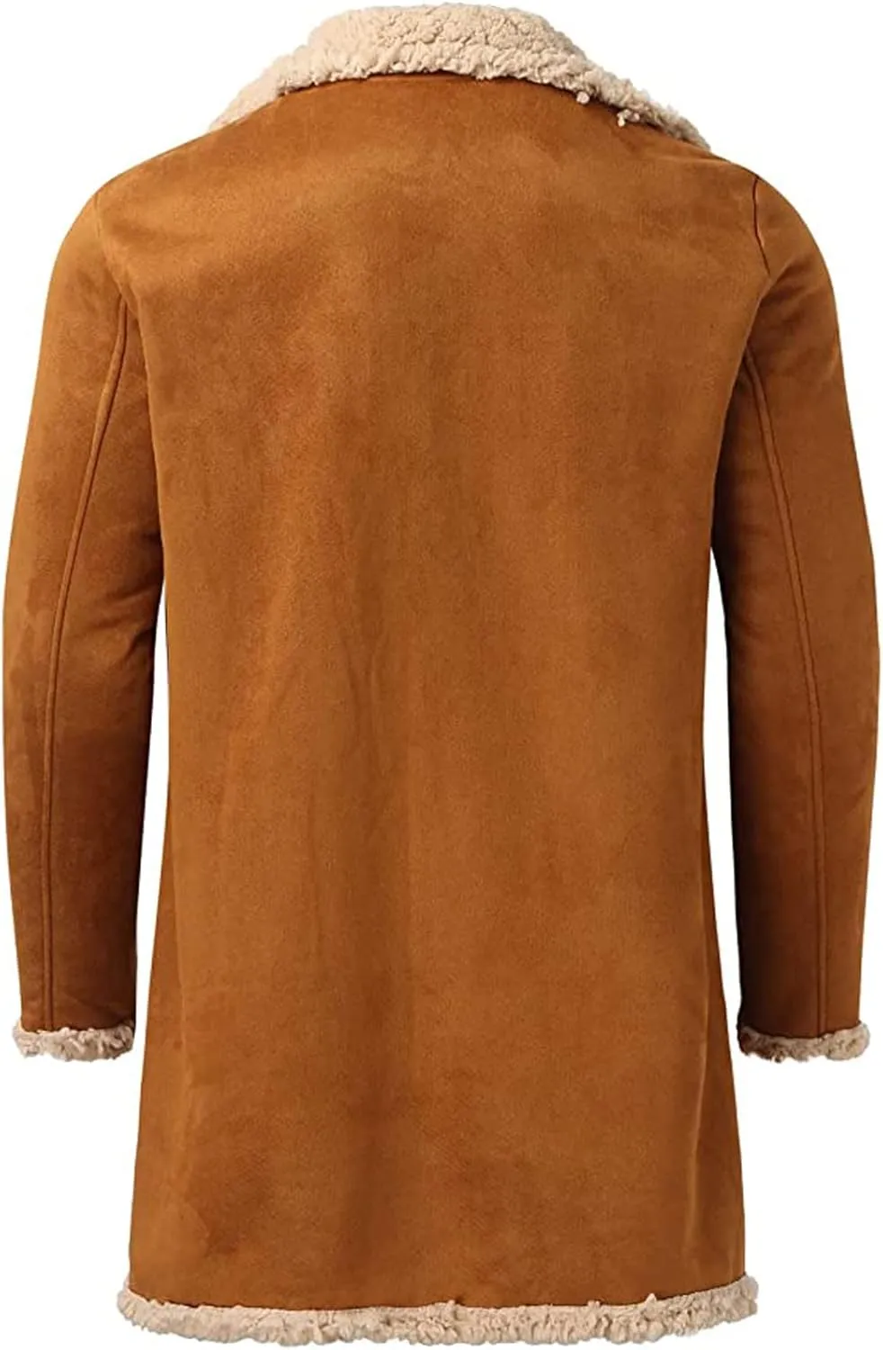 RTRDE Mens Faux Fur Shearling Coat Casual Winter Warm Jacket Windbreaker Overcoat Long Peacoat Jackets Fashion, L-5XL