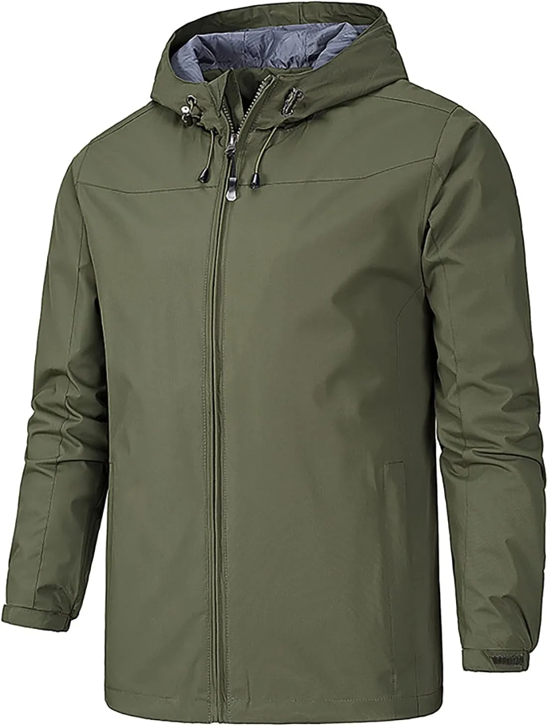 RTRDE Mens Jackets Lightweight Waterproof Rain Jacket with Hood Outdoor Raincoat Softshell Jacket Hiking, XL-5XL