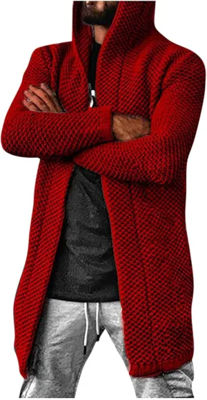 RTRDE Mens Long Jacket Cardigan Open Front Fall Casual Winter Warm Knit Sweater Coat Outwear, XL-5XL