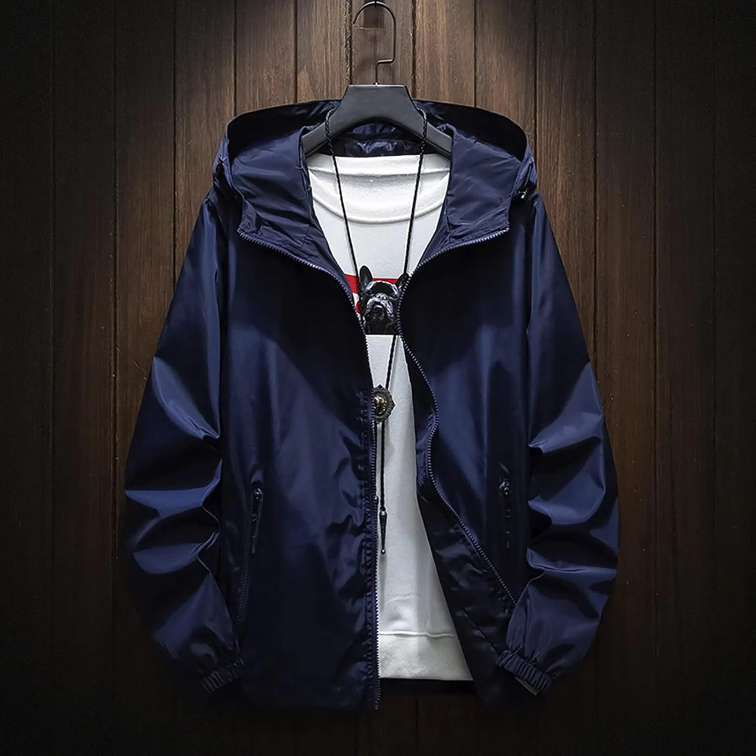 RTRDE Mens Waterproof Jacket Casual Lightweight Full Zip Windproof Anorak Hoodie Rain Jackets Windbreaker, M-7XL