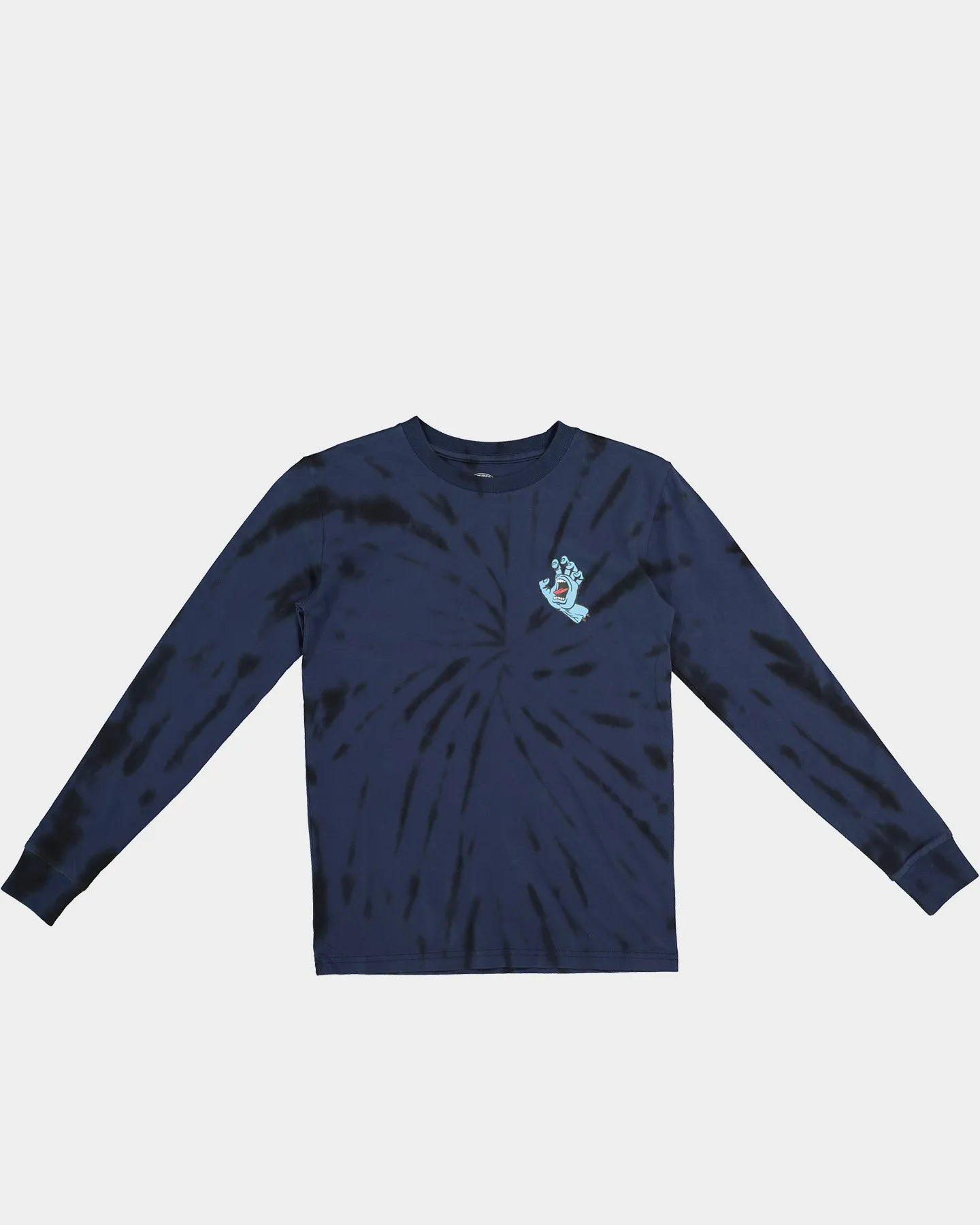 Santa Cruz Kids' Screaming Hand Tie Dye Long Sleeve T-Shirt Navy Tie Dye