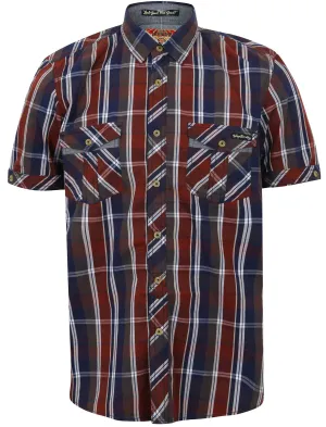 Santos Short Sleeve Checked Shirt in Red Mahogany - Tokyo Laundry