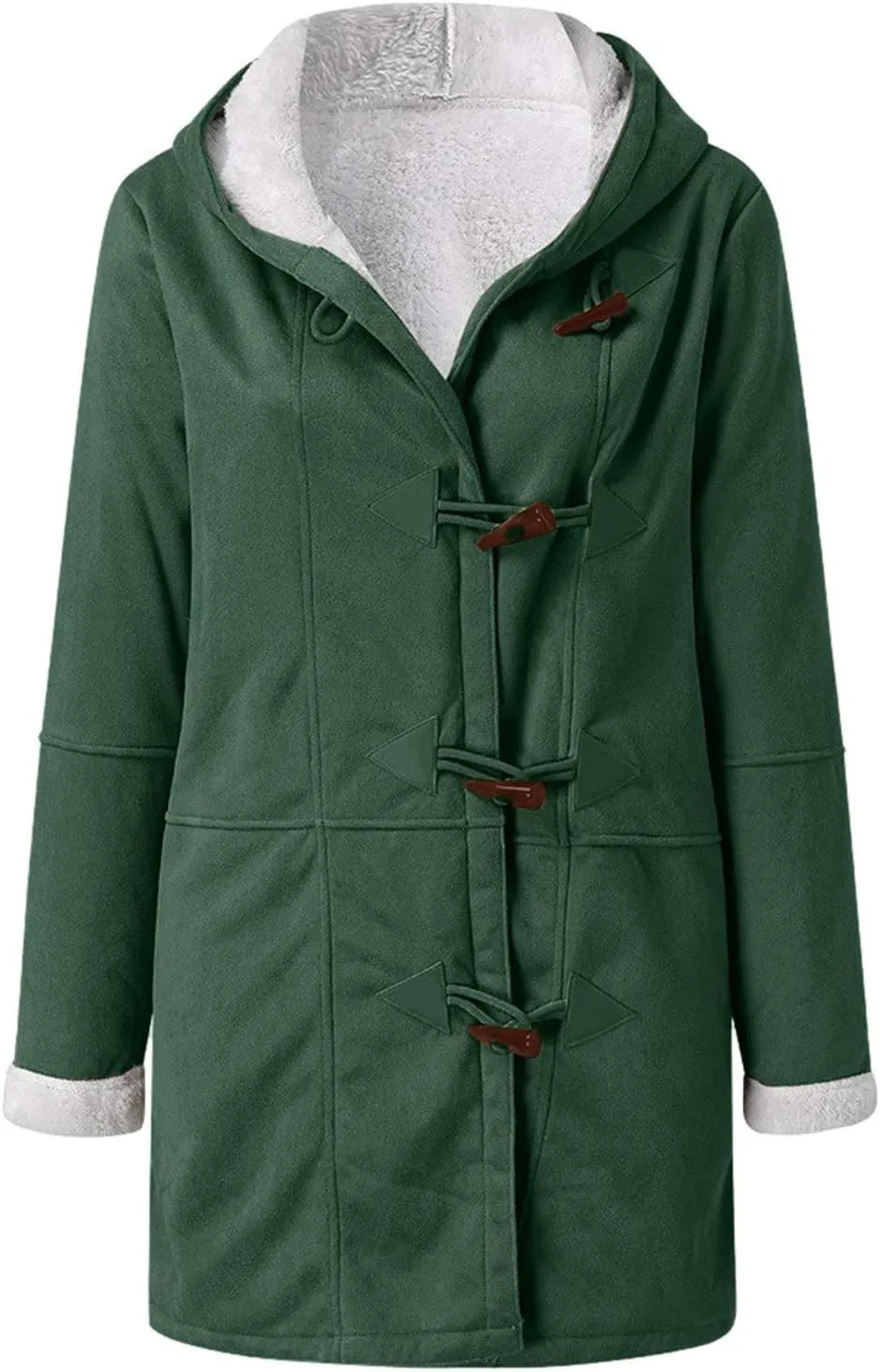 sdbrld Winter Coats for Women Plus Size Warm Fleece Lined Jackets Button Sherpa Fur Hooded Parka Peacoat Casual Outerwear