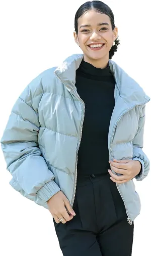 S・DEER Women's Goose Down Jacket Parkas Winter Stand Collar Casual Puffer Down Jacket Quilted Warm Cropped Coat