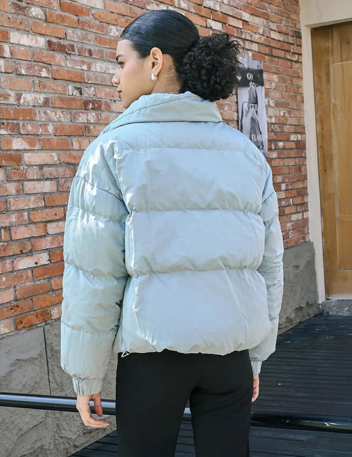 S・DEER Women's Goose Down Jacket Parkas Winter Stand Collar Casual Puffer Down Jacket Quilted Warm Cropped Coat