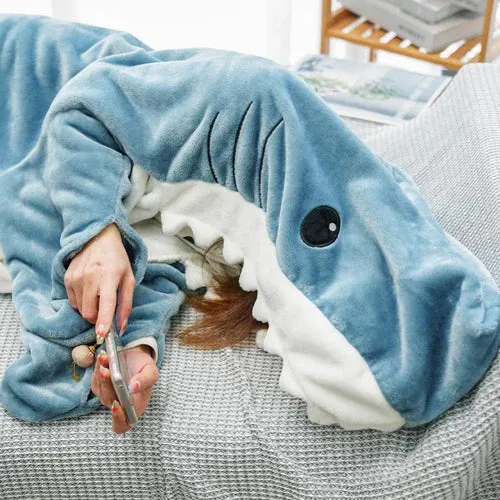 Shark Fleece Hooded Blanket