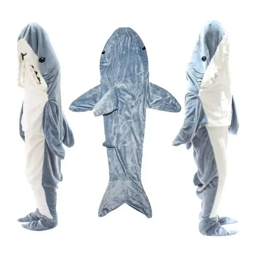 Shark Fleece Hooded Blanket