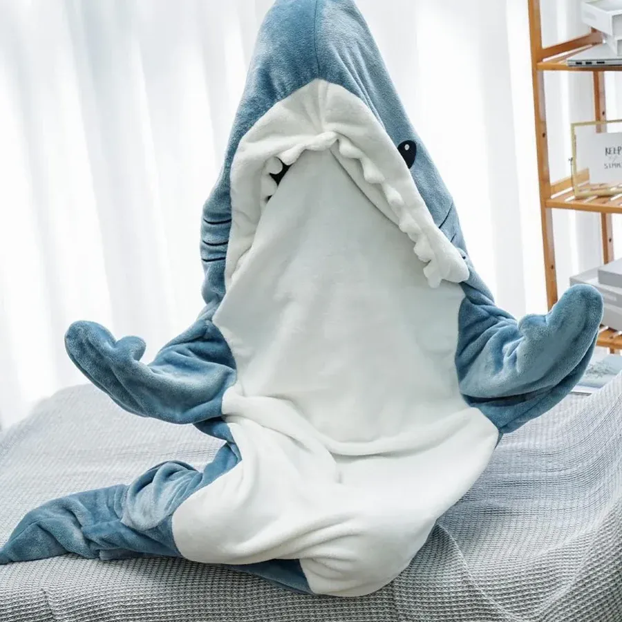 Shark Fleece Hooded Blanket