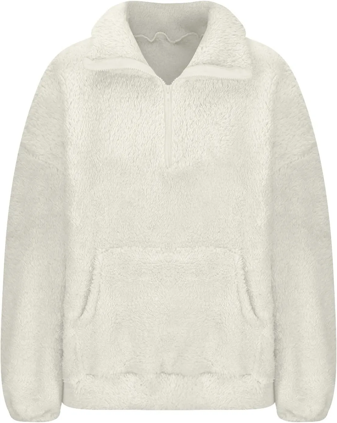 Sherpa Jacket Women Quarter Zip Cropped Fleece Fuzzy Fashion Faux Shearling Shaggy Short Coats Y2K Casual Outerwear