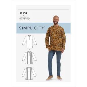 Simplicity Sewing Pattern S9158 Men's Half Buttoned Shirts