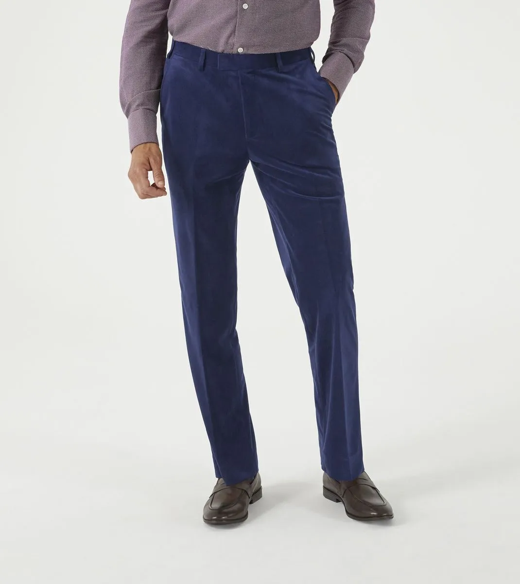 Skopes Atkinson Suit Tailored Fit Trousers For Men in Navy Blue Corduroy, 30W to 58W