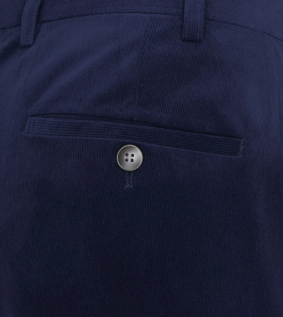 Skopes Atkinson Suit Tailored Fit Trousers For Men in Navy Blue Corduroy, 30W to 58W