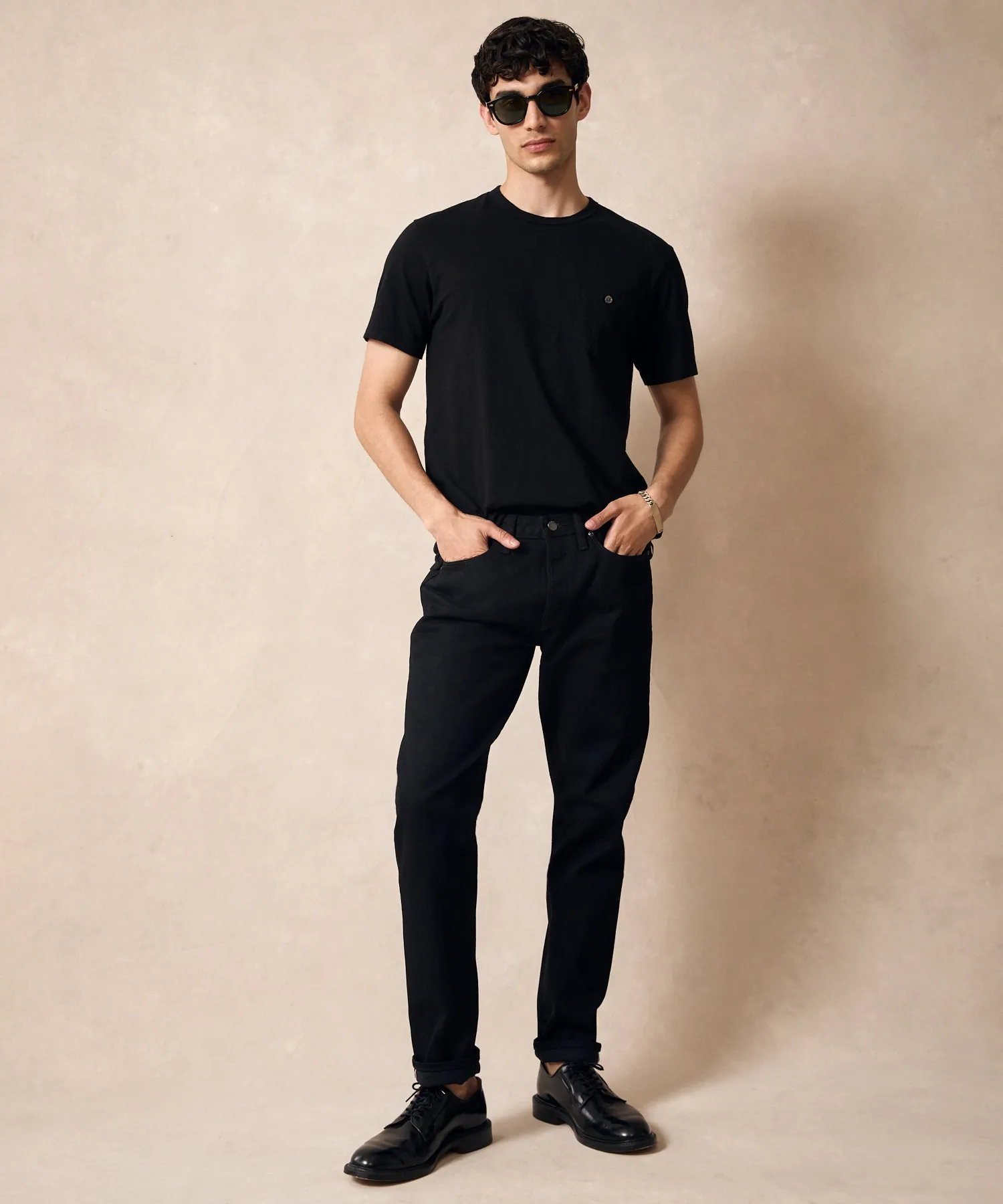 Slim Japanese Selvedge Stretch Jean in Black Wash