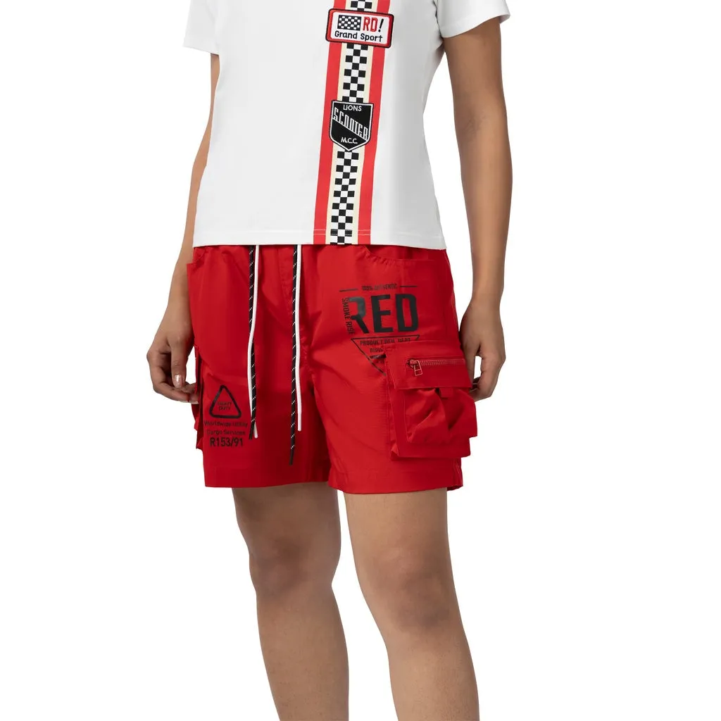Slouched Utility Shorts - True Red