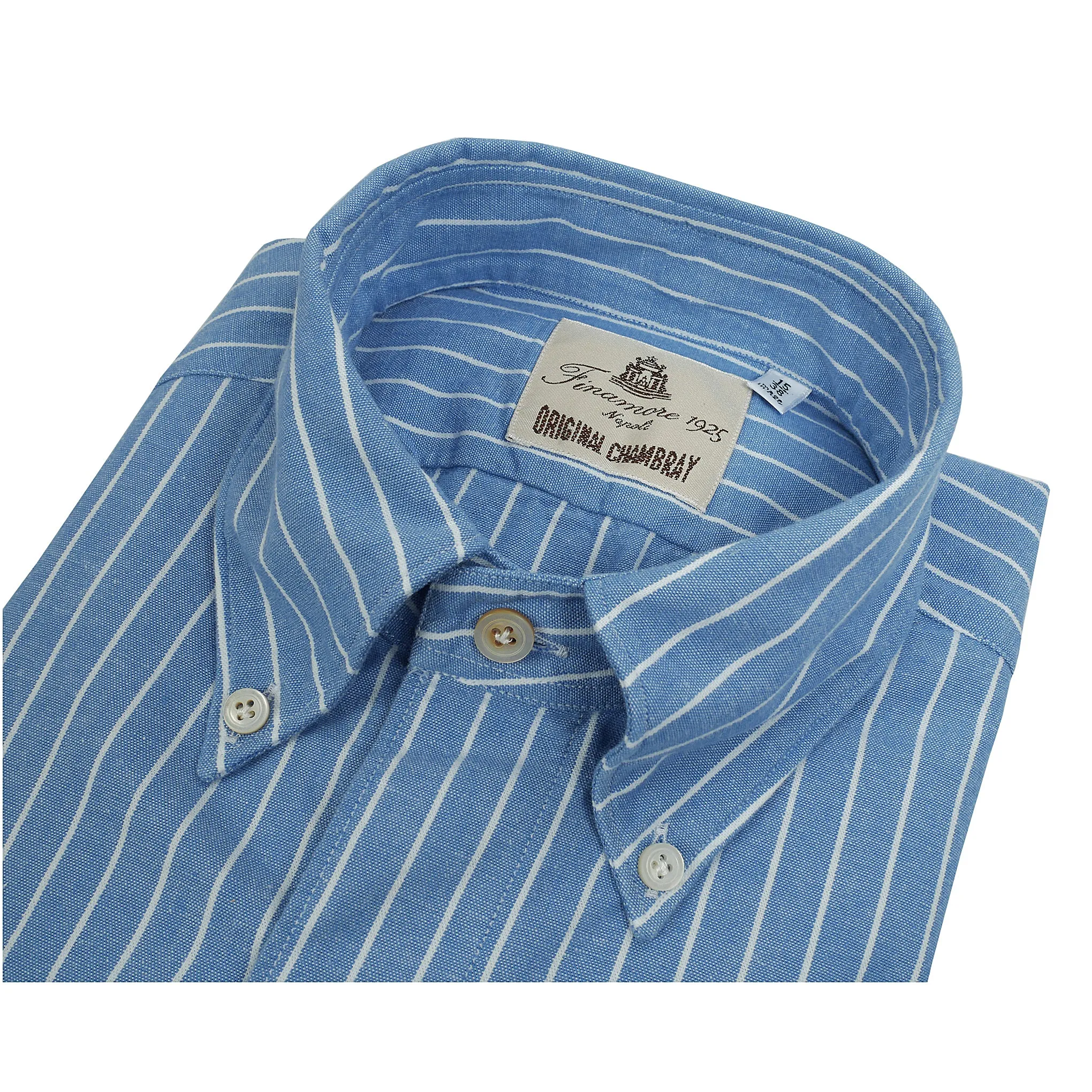 Sports shirt button-down tokyo in blue, pink or beige pinstriped chambray