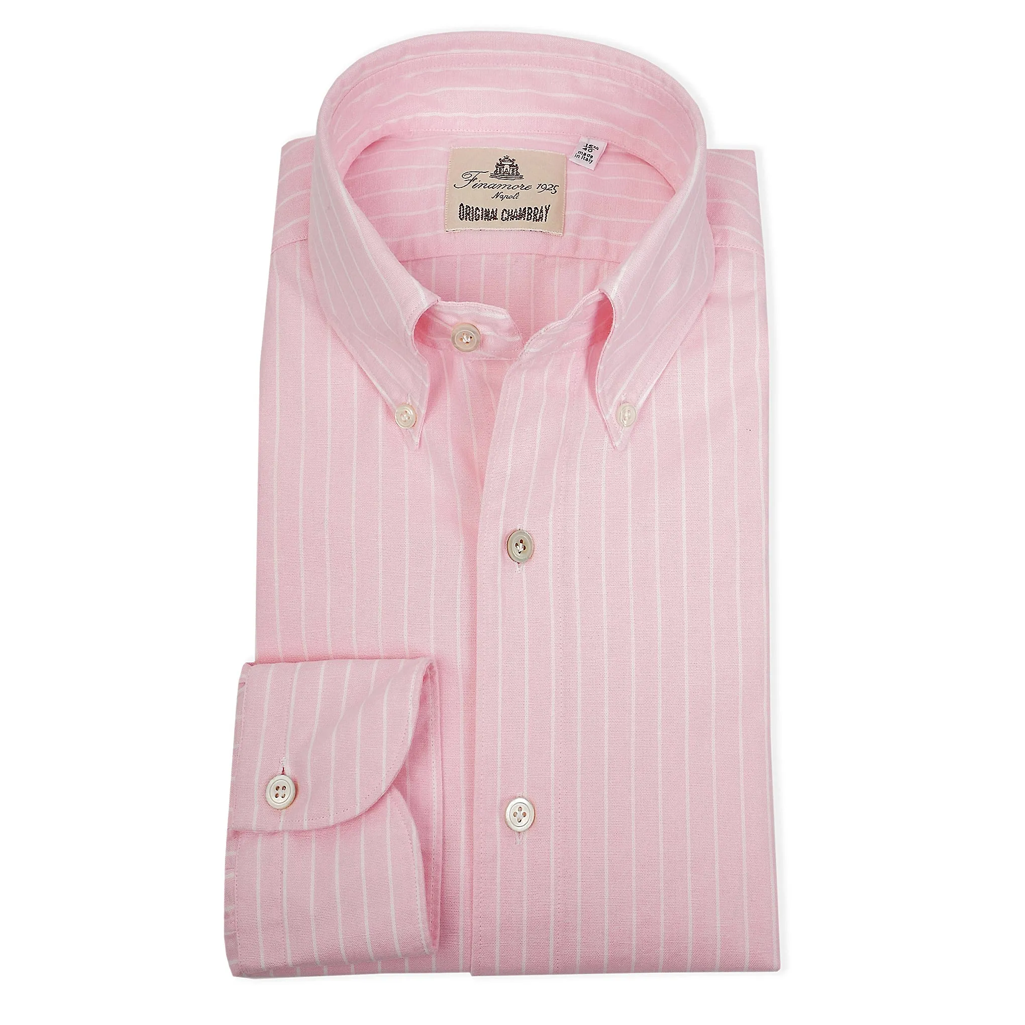 Sports shirt button-down tokyo in blue, pink or beige pinstriped chambray