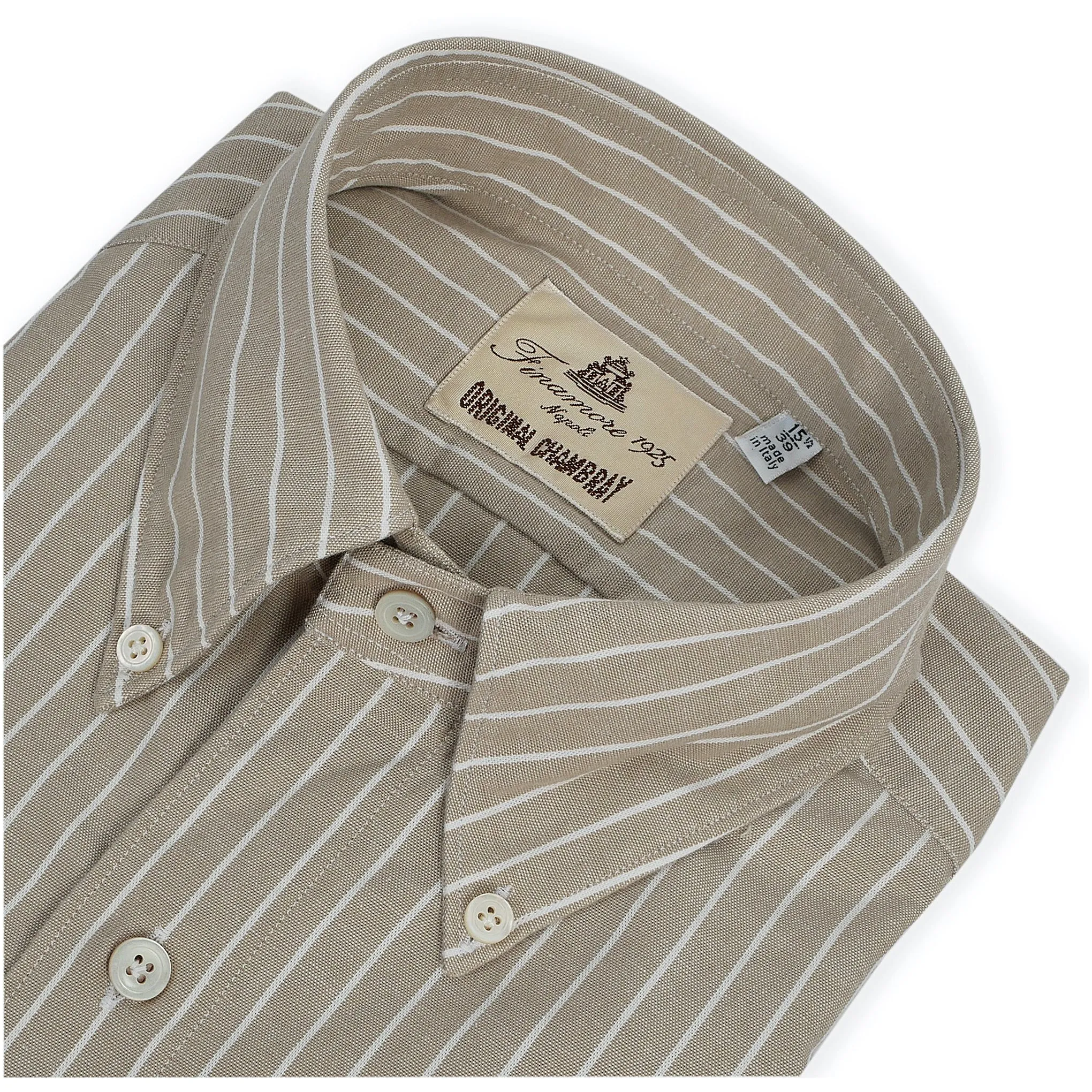 Sports shirt button-down tokyo in blue, pink or beige pinstriped chambray