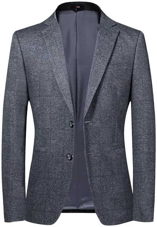 Spring Autumn Casual Suit Vintage Gray Men's Slim Fit Blazers Mens Travel Lightweight Blazers