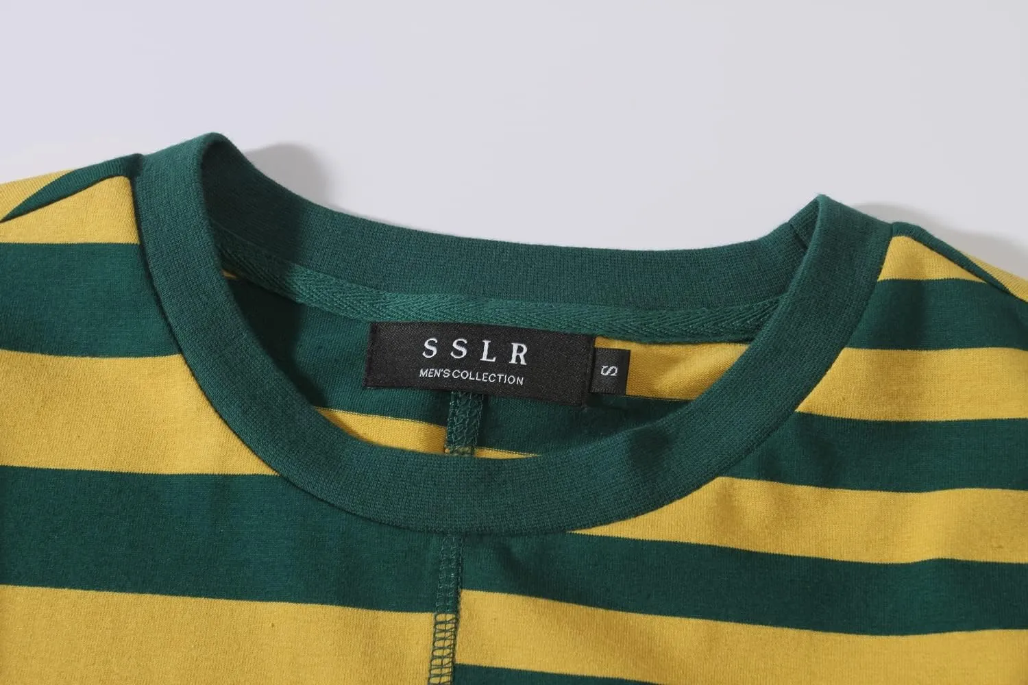 SSLR-Long-Sleeve-Tee-Shirts-for-Men-Crewneck T-Shirts Striped Cotton Causal