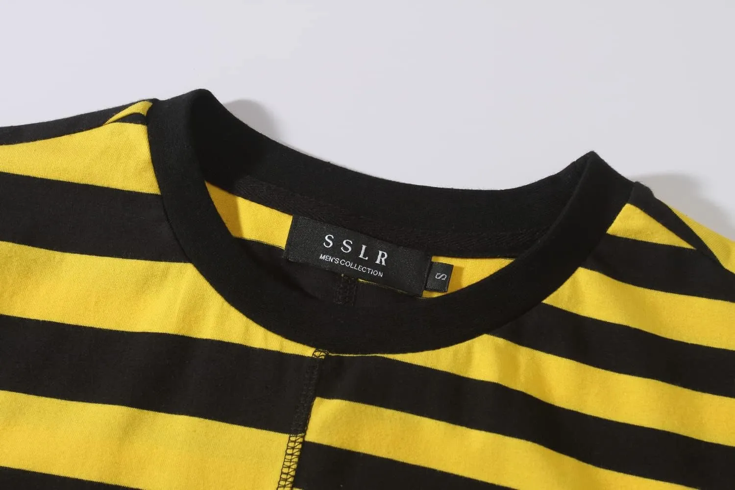 SSLR-Long-Sleeve-Tee-Shirts-for-Men-Crewneck T-Shirts Striped Cotton Causal