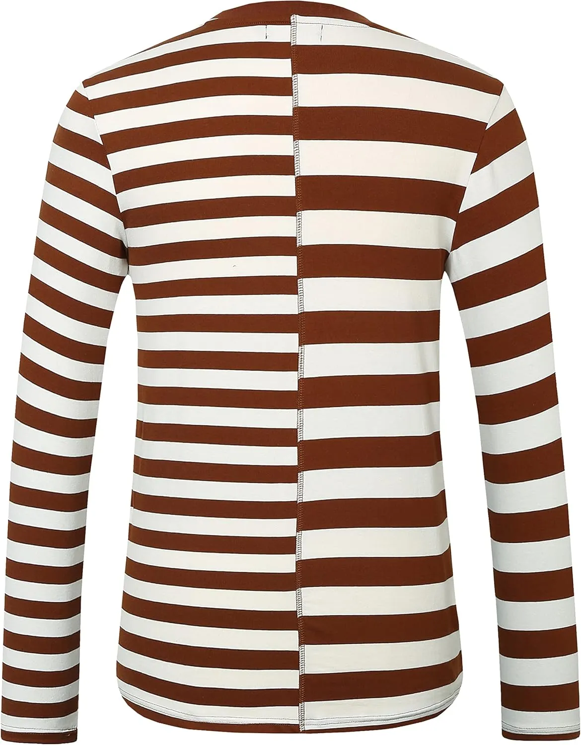 SSLR-Long-Sleeve-Tee-Shirts-for-Men-Crewneck T-Shirts Striped Cotton Causal