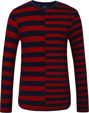 SSLR-Long-Sleeve-Tee-Shirts-for-Men-Crewneck T-Shirts Striped Cotton Causal
