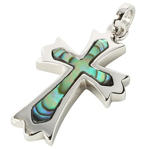 Sterling Silver Abalone Cross Pendant (Chain Sold Separately)