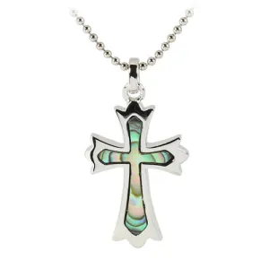 Sterling Silver Abalone Cross Pendant (Chain Sold Separately)