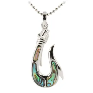 Sterling Silver Abalone Fish Hook Pendant (Chain Sold Separately)
