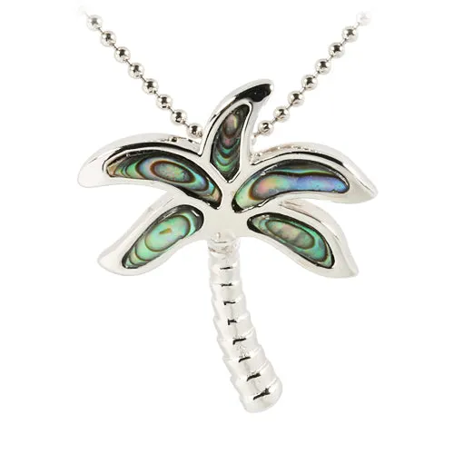 Sterling Silver Abalone Palm Tree Pendant (Chain Sold Separately)