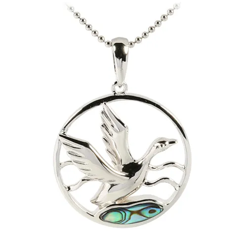 Sterling Silver Circle Flapping Mallard Pendant (Chain Sold Separately)