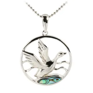 Sterling Silver Circle Flapping Mallard Pendant (Chain Sold Separately)