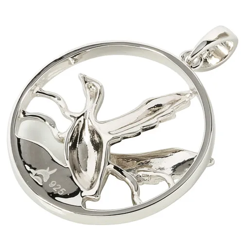 Sterling Silver Circle Flapping Mallard Pendant (Chain Sold Separately)