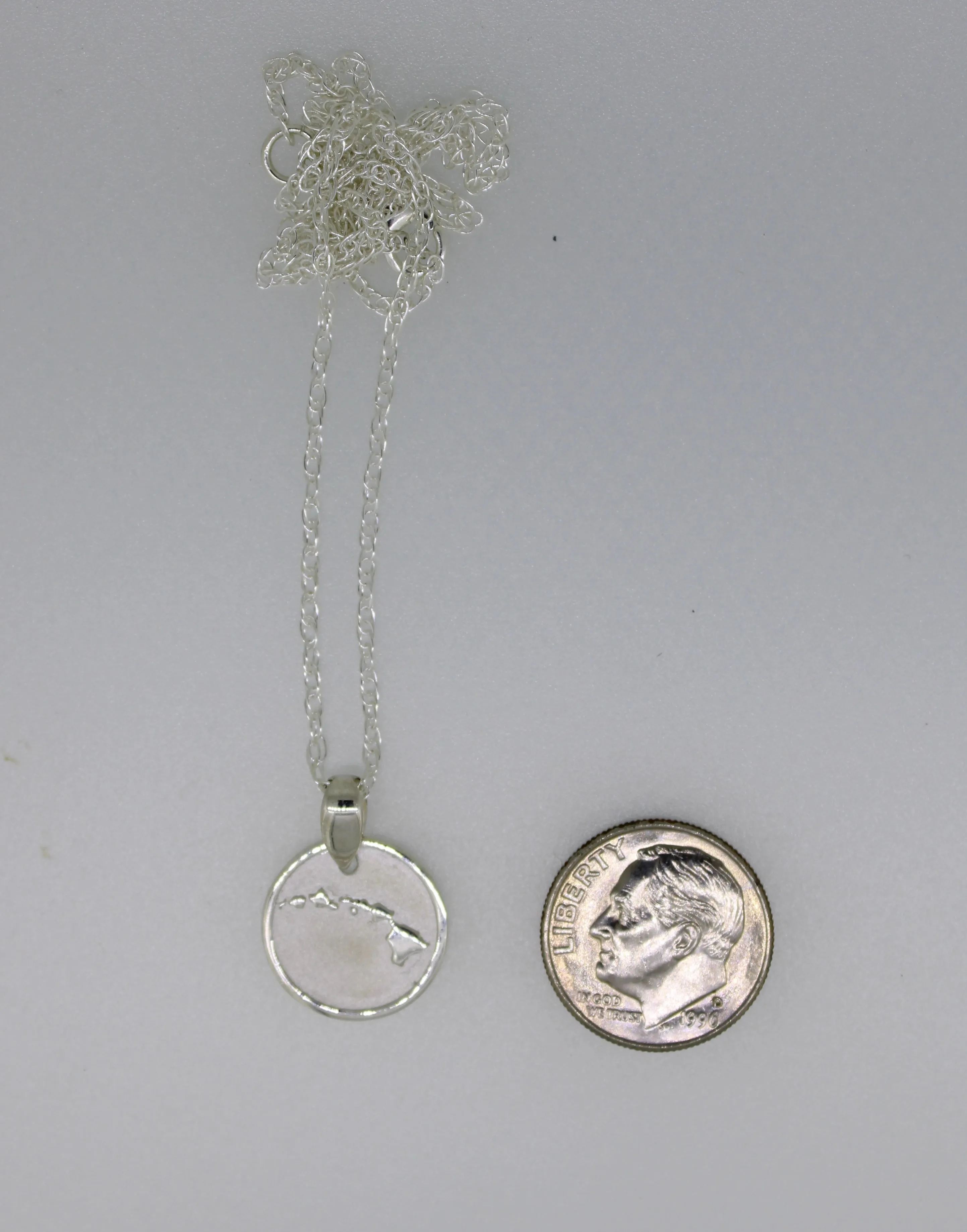 Sterling Silver Hawaiian Island Coin Pendant