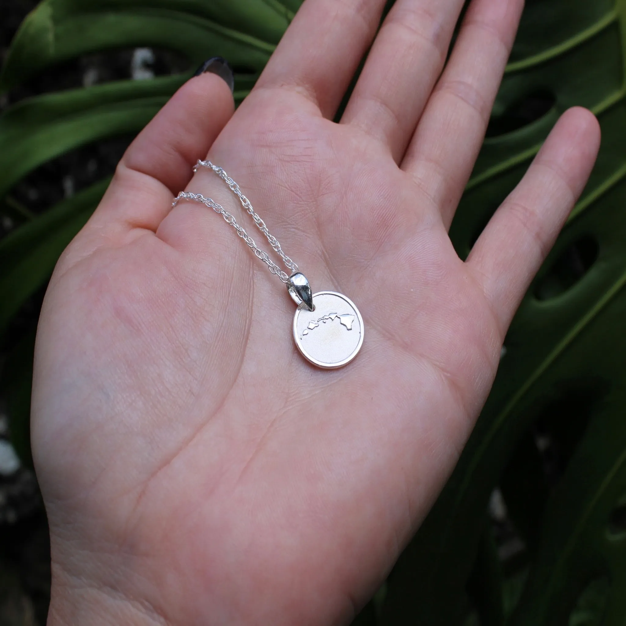 Sterling Silver Hawaiian Island Coin Pendant