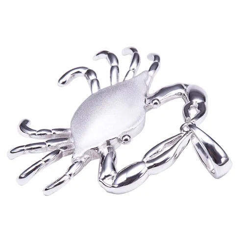 Sterling Silver Moving Crab Pendant Sandblast Finished(Chain Sold Separately)