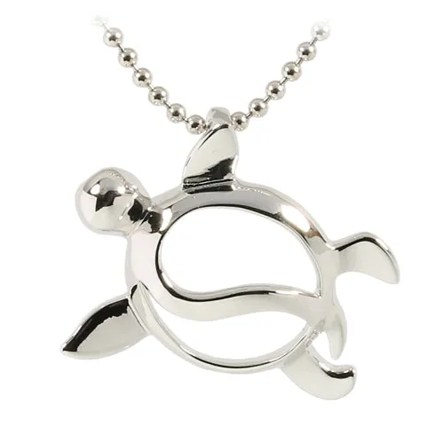 Sterling Silver Rhodium Honu Pendant (Chain Sold Separately)