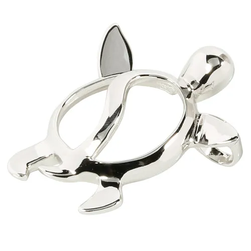 Sterling Silver Rhodium Honu Pendant (Chain Sold Separately)