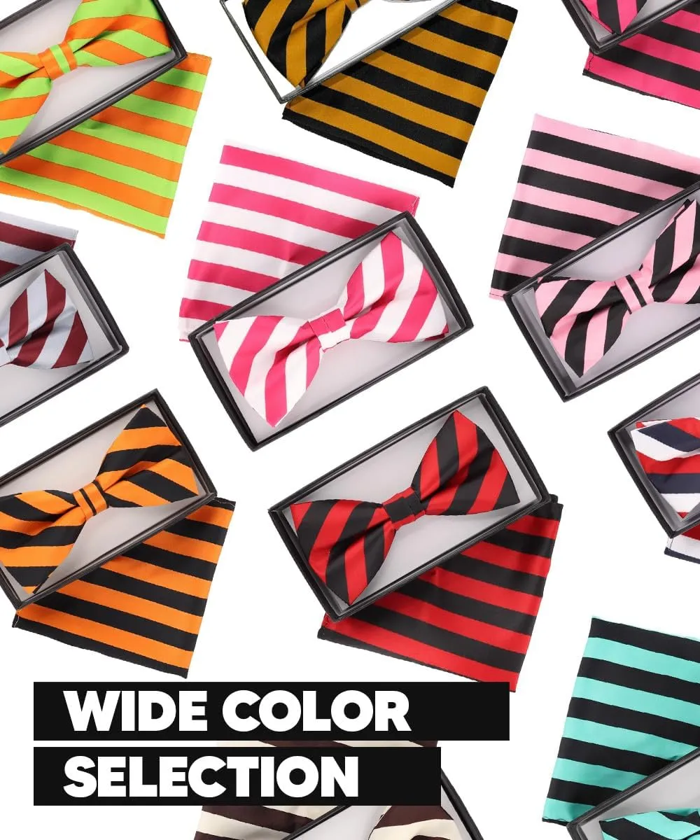 Striped Bow Tie & Pocket Square Set