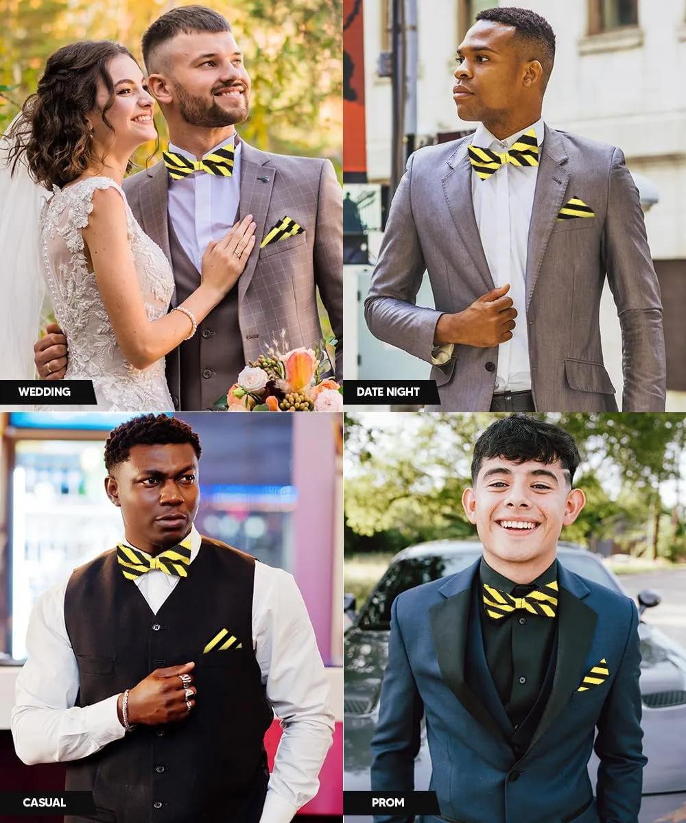 Striped Bow Tie & Pocket Square Set